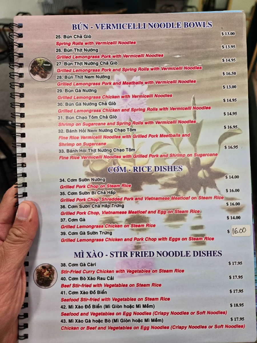 Menu, Pho 88 Restaurant