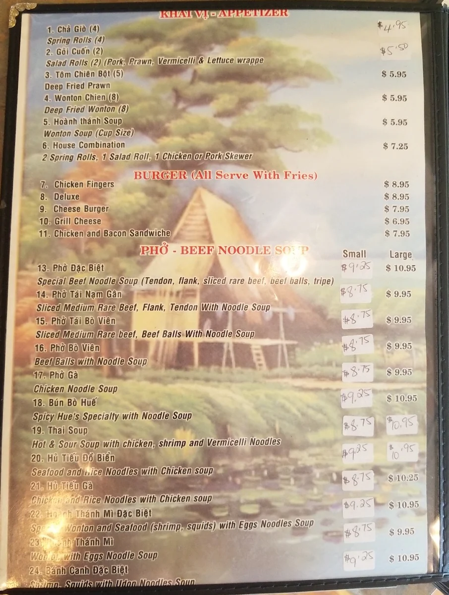 Menu, Pho 88 Restaurant