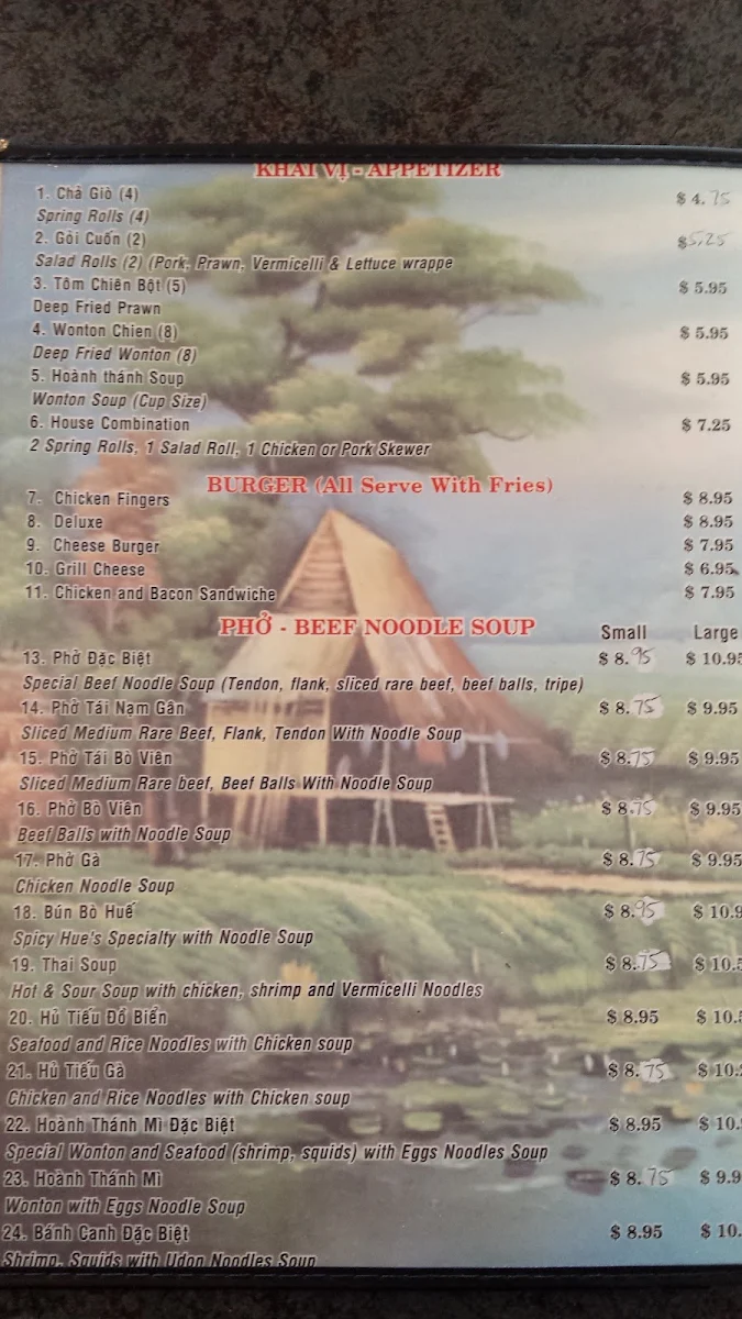 Menu, Pho 88 Restaurant
