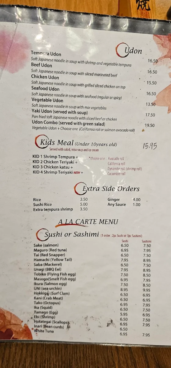 Menu, Niwa Japanese Restaurant