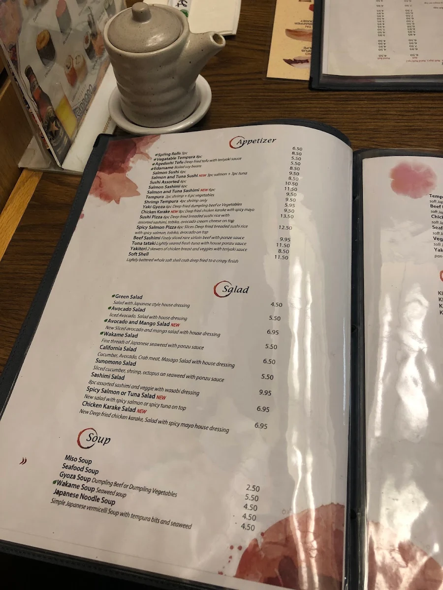 Menu, Niwa Japanese Restaurant