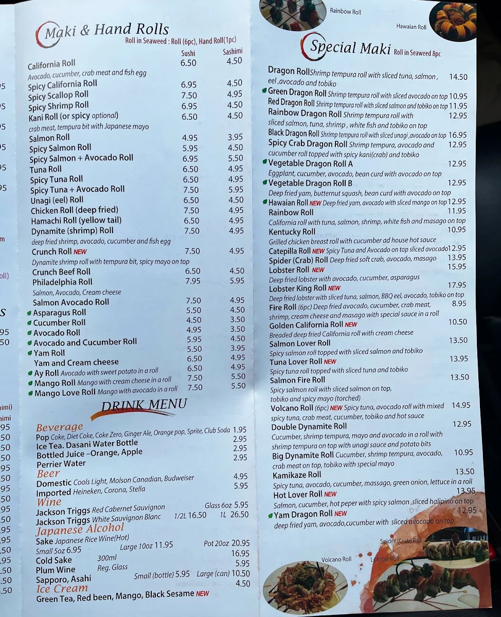 Menu, Niwa Japanese Restaurant