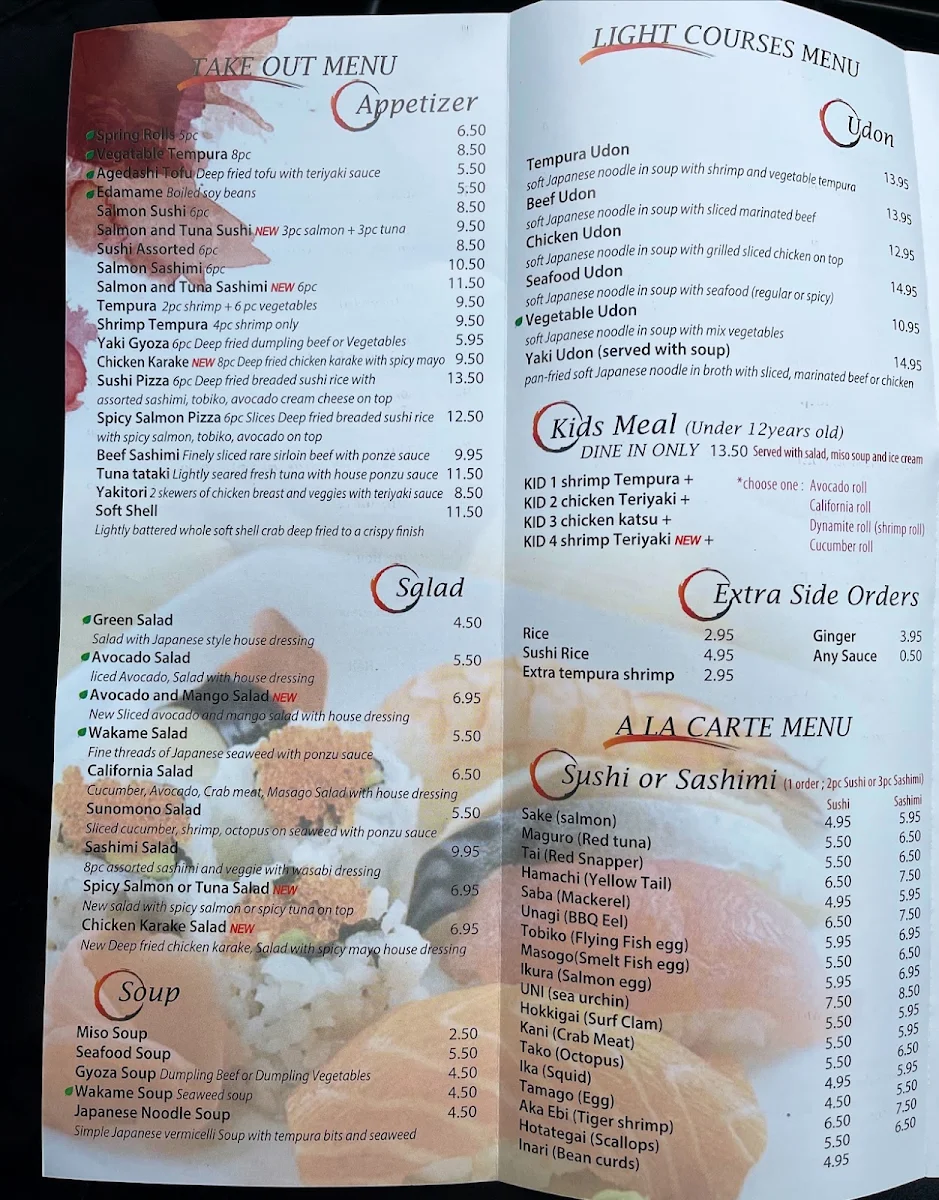 Menu, Niwa Japanese Restaurant