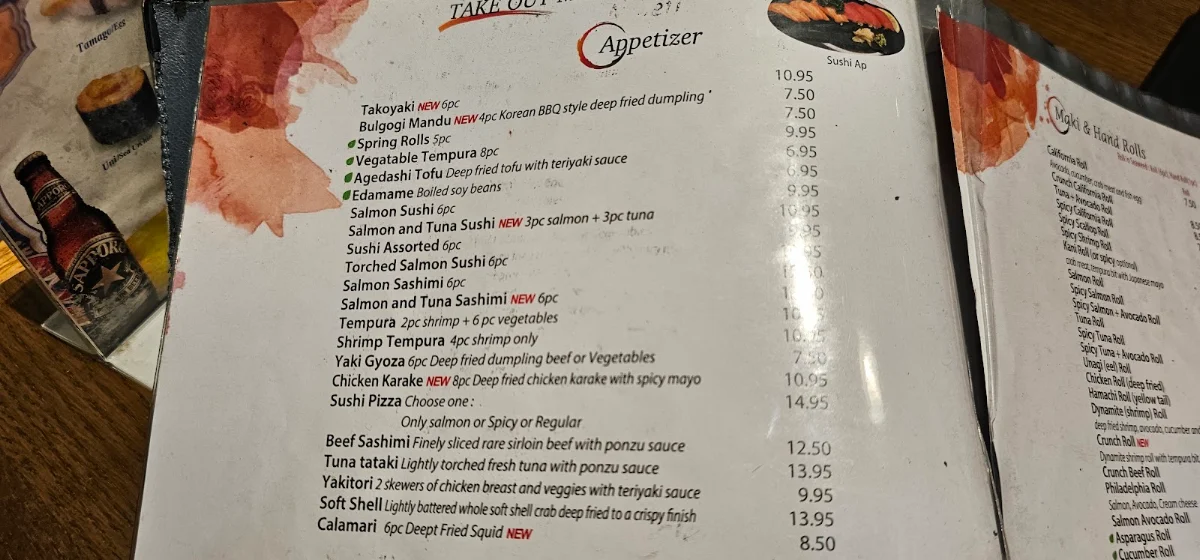 Menu, Niwa Japanese Restaurant