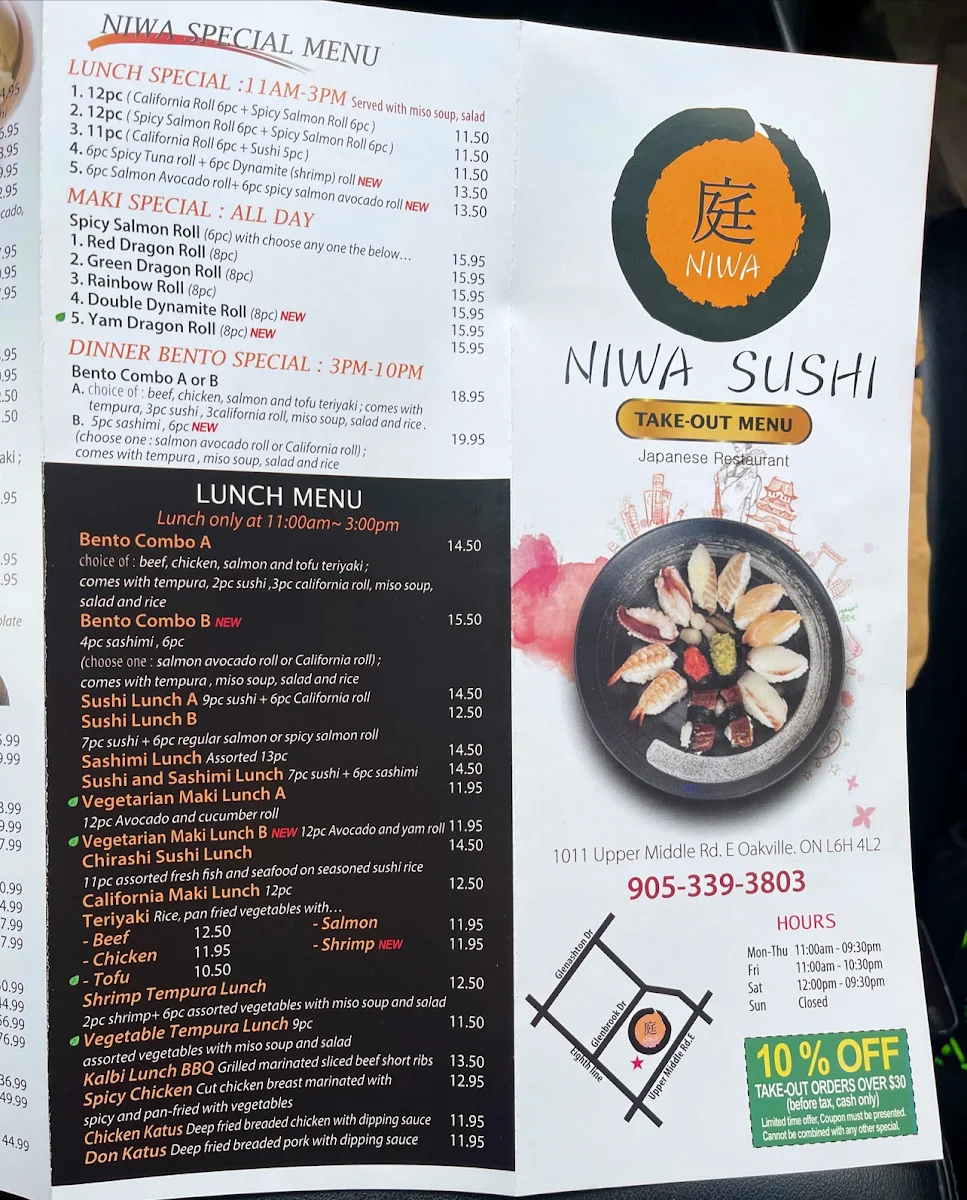 Menu, Niwa Japanese Restaurant