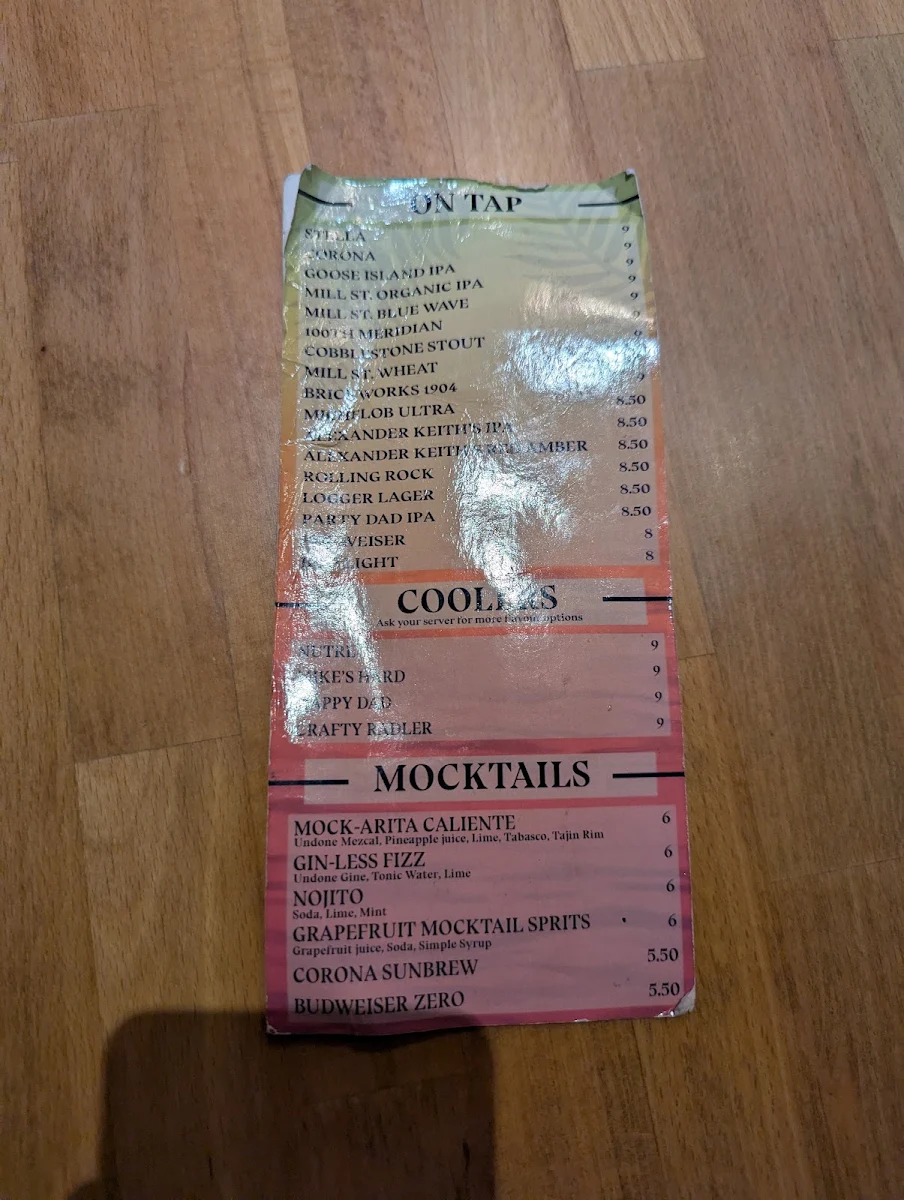 Menu, Tailgators