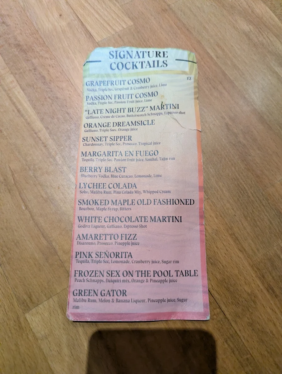 Menu, Tailgators