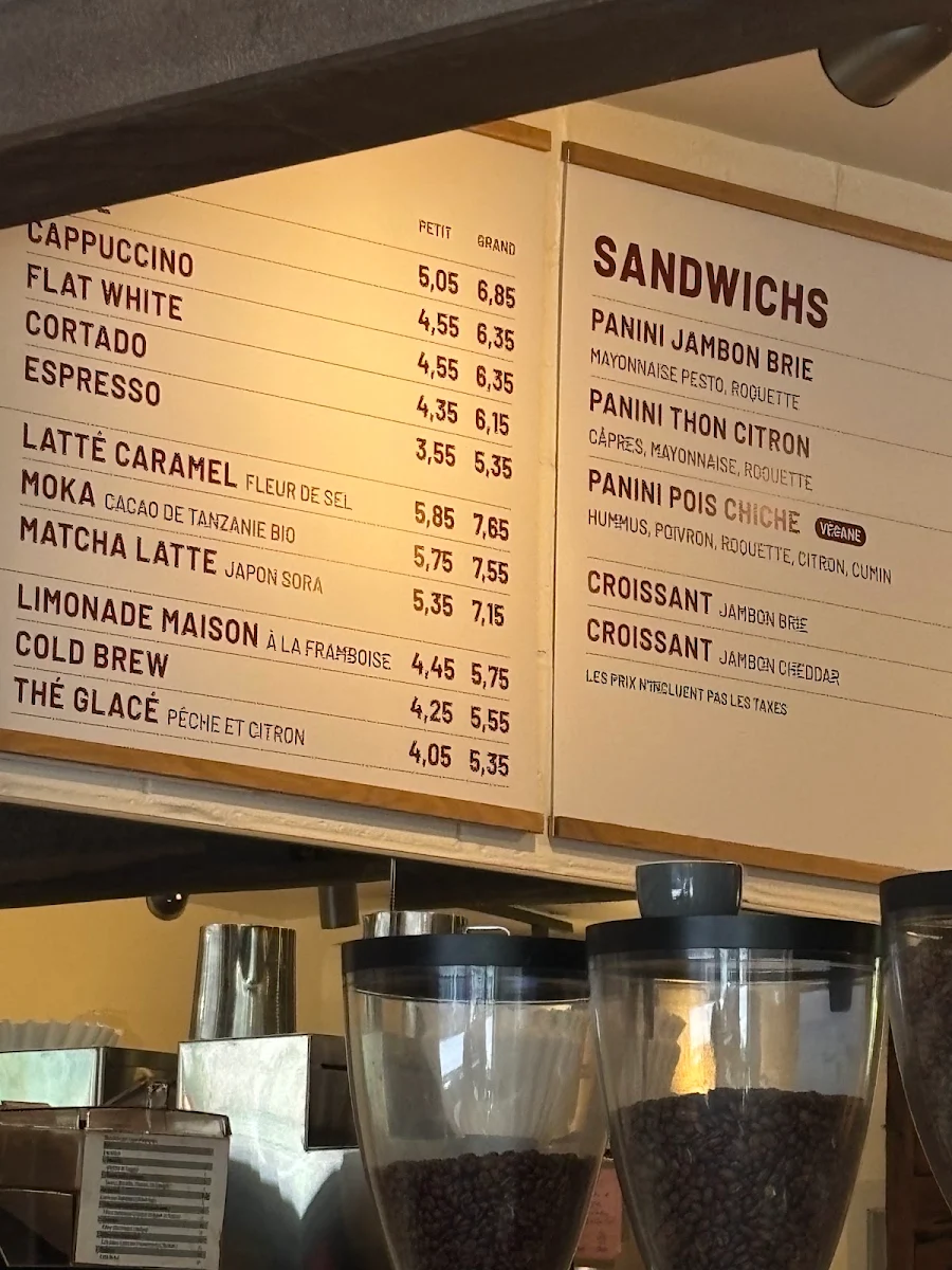 Menu, Café In Gamba Saint-Viateur
