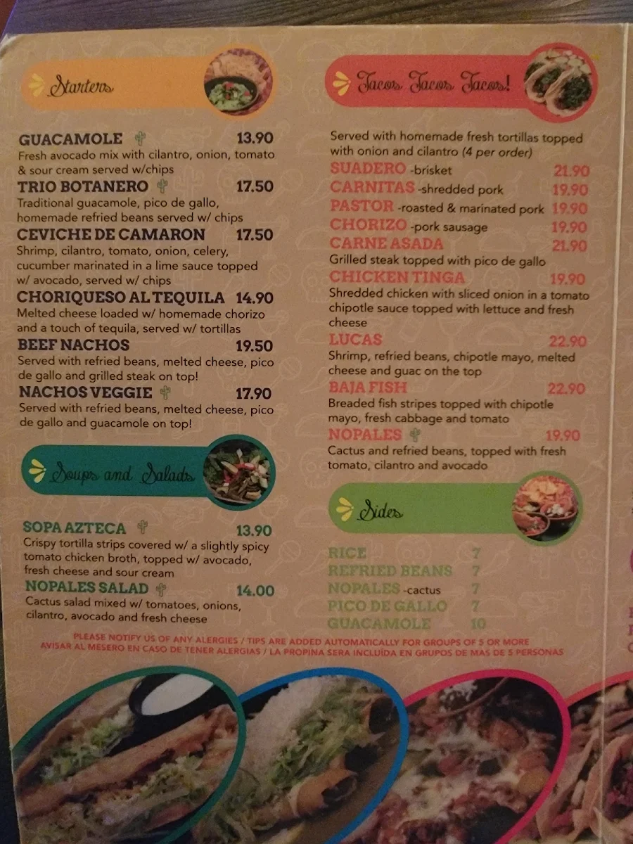 Menu, La cantina del pueblo