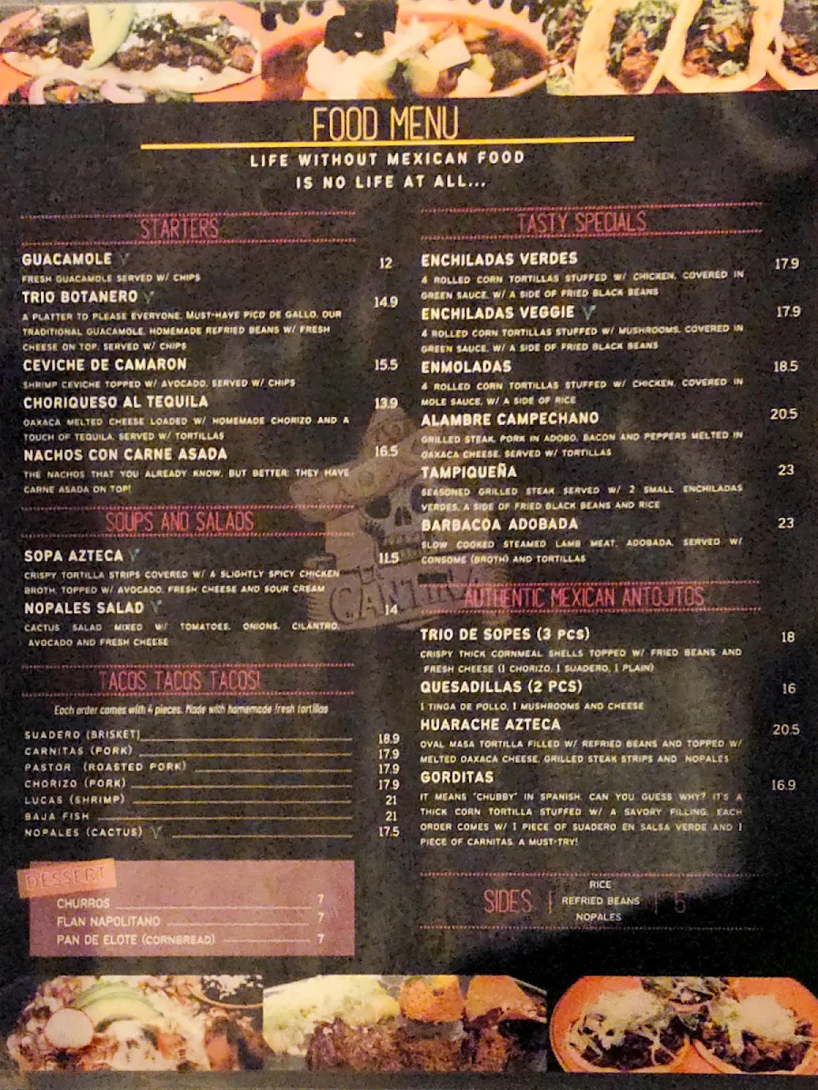 Menu, La cantina del pueblo