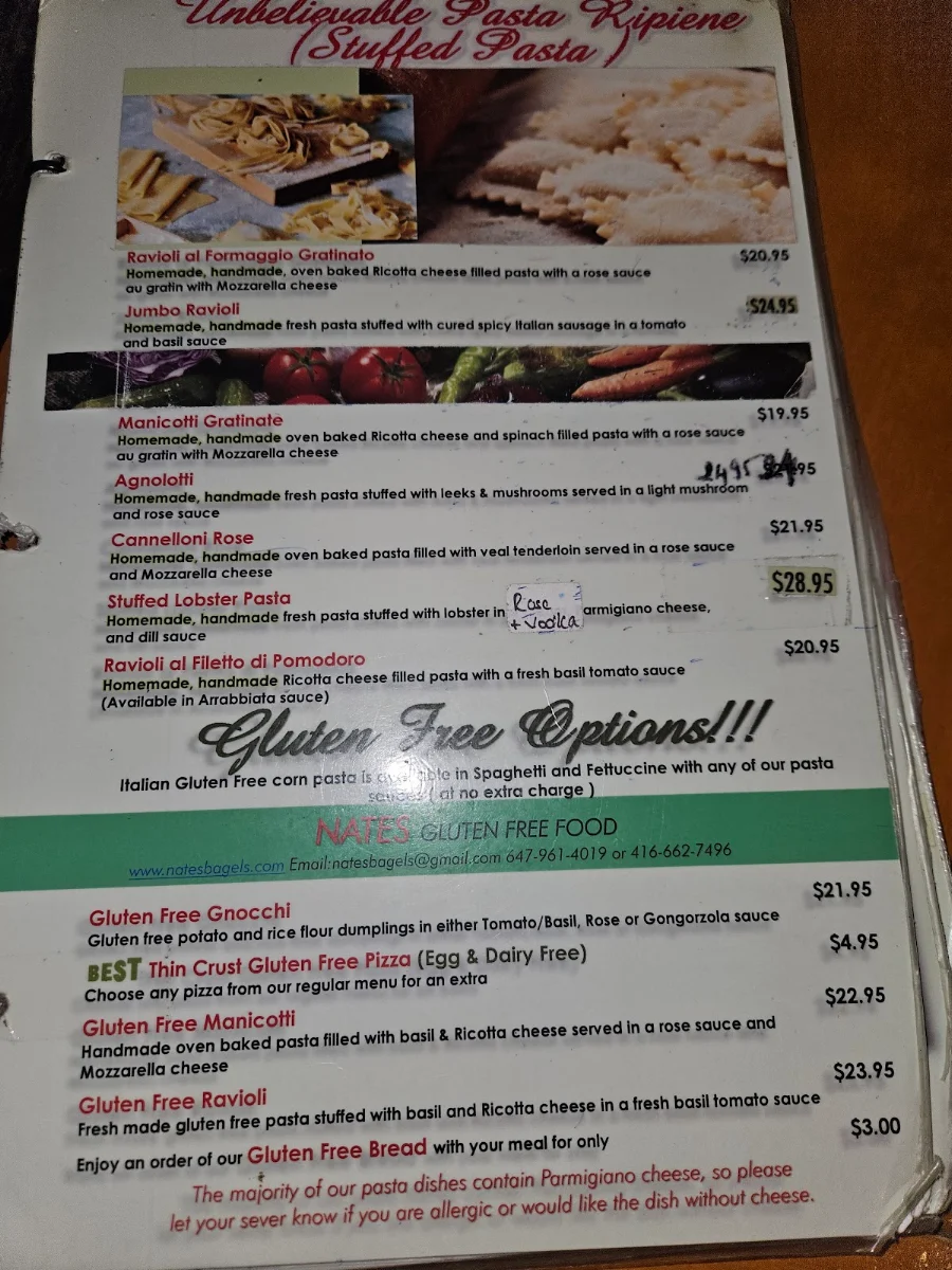 Menu, La Veranda Osteria