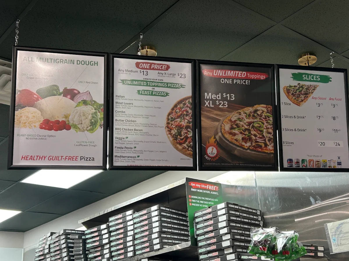 Menu, Freshslice Pizza