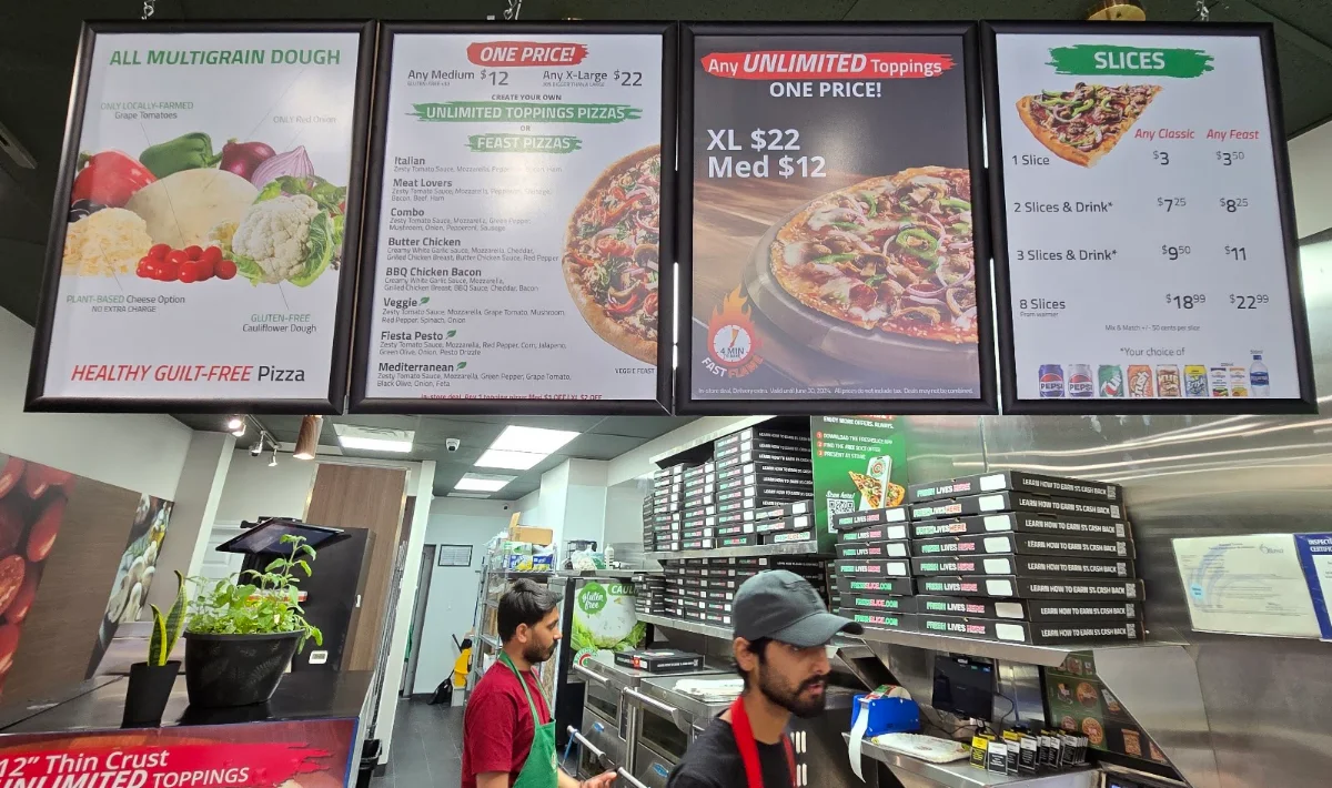 Menu, Freshslice Pizza