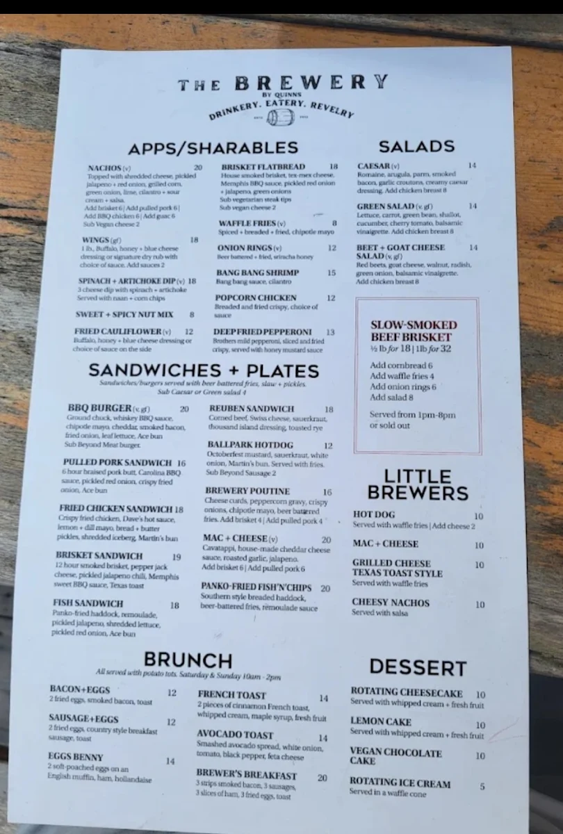 Menu, The Beavers Den