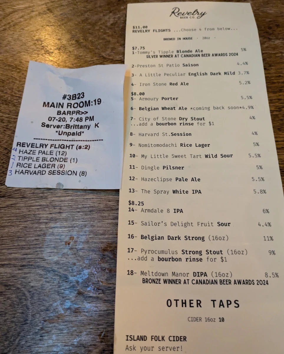 Menu, The Beavers Den