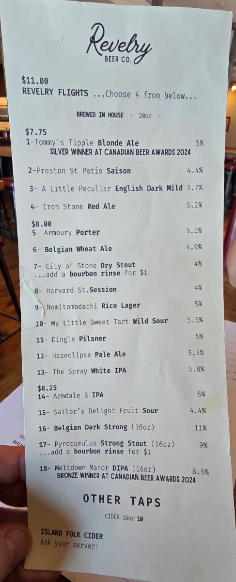 Menu, The Beavers Den