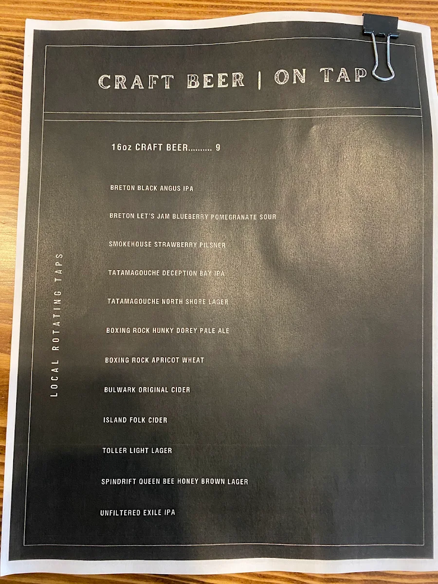 Menu, The Beavers Den