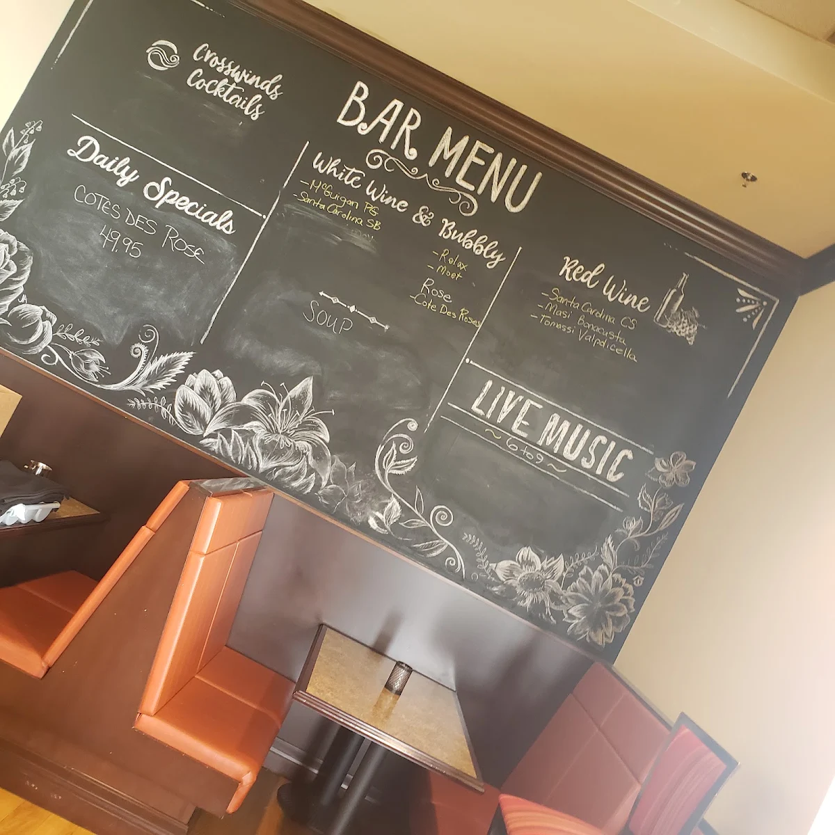 Menu, Crosswinds Restaurant and Bar
