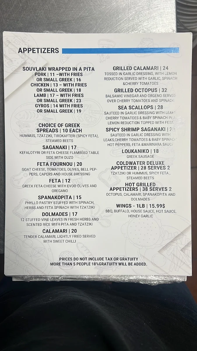 Menu, Coldwater Grill House and Wine Bar
