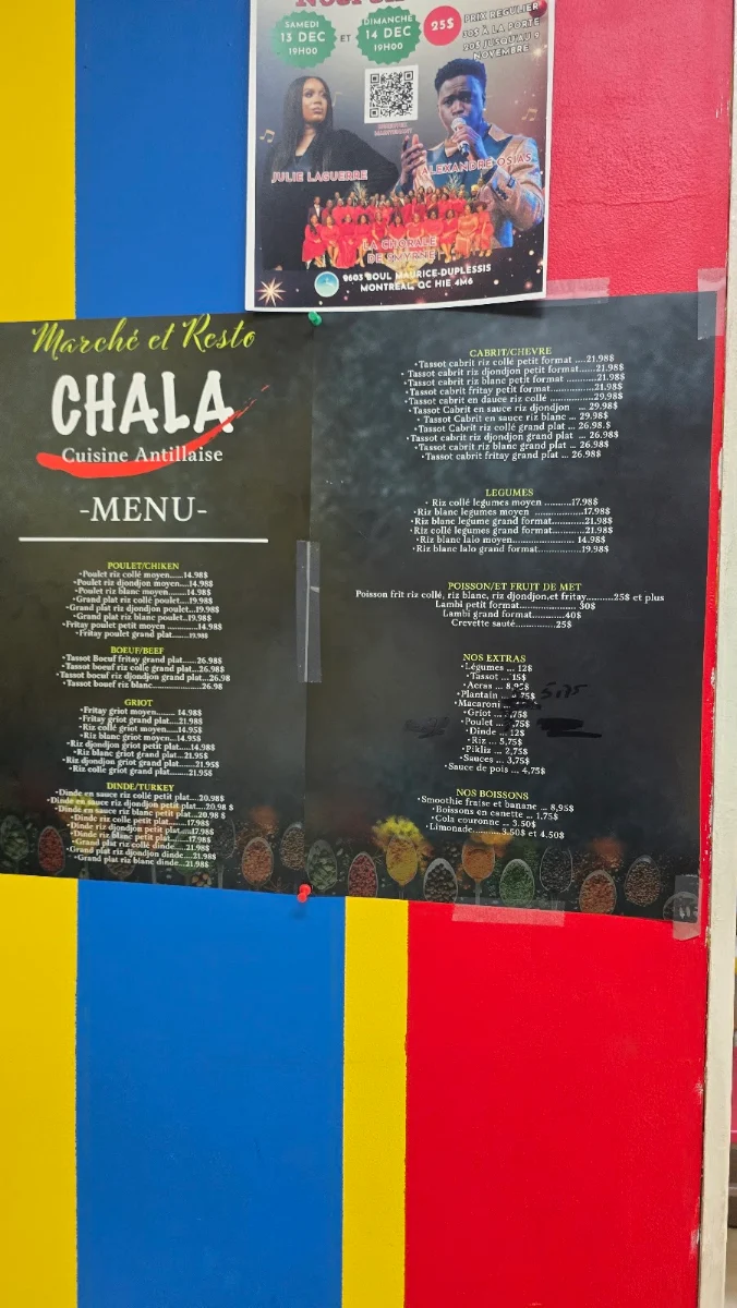 Menu, Chala le gouter antillais