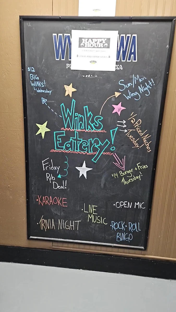Menu, Winks Eatery