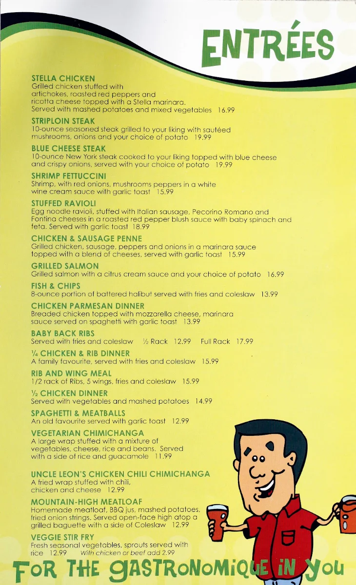Menu, Winks Eatery