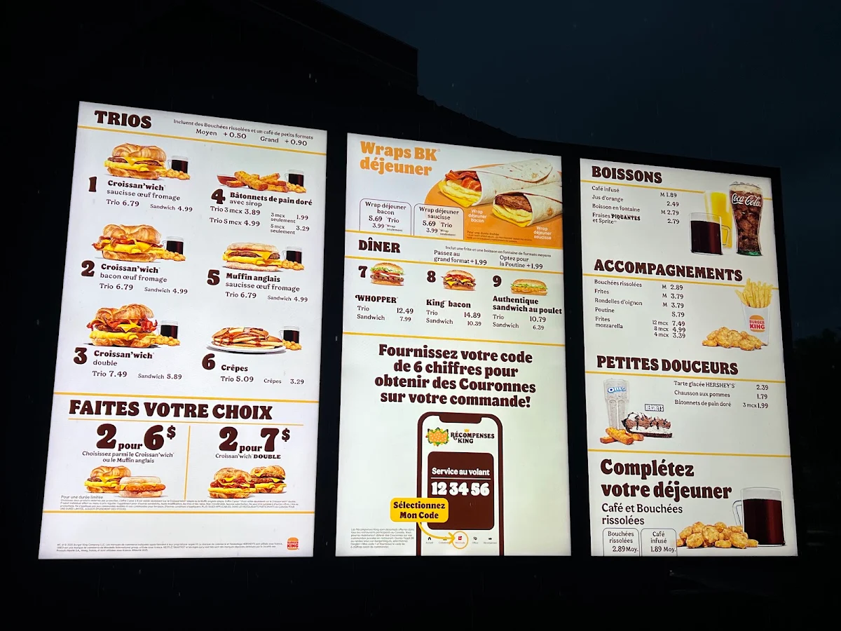 Menu, Burger King