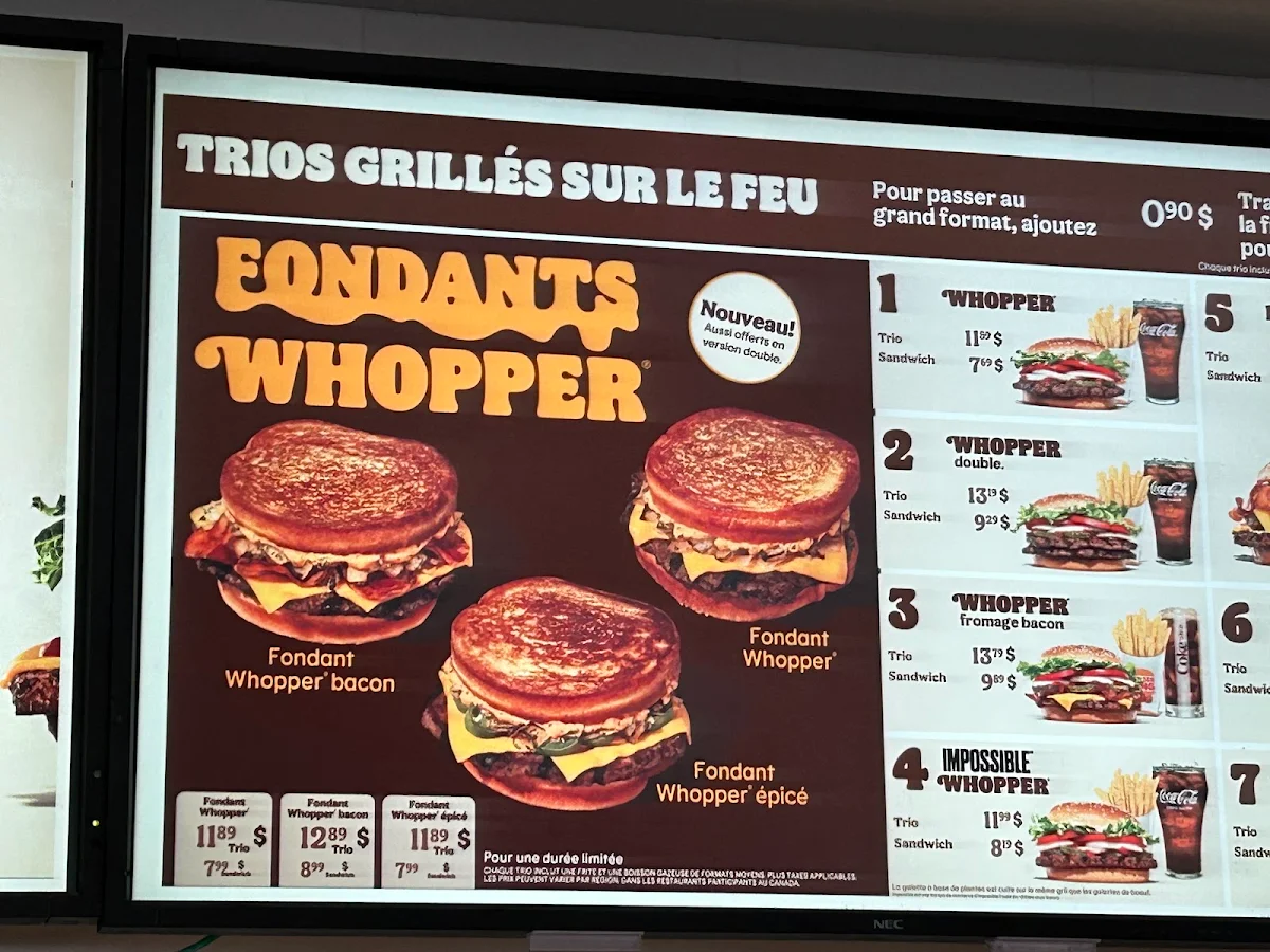 Menu, Burger King