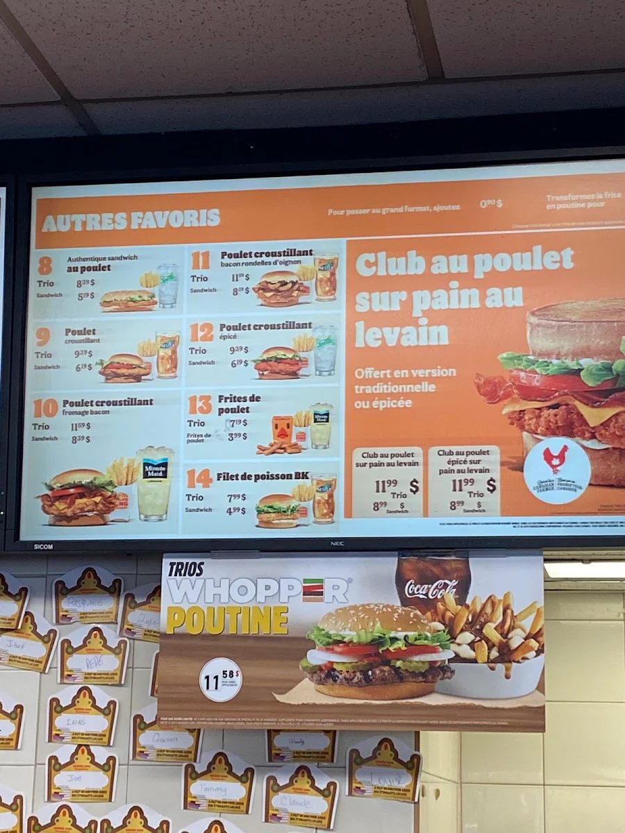 Menu, Burger King