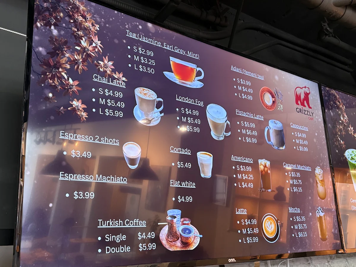 Menu, Grizzly Cafe