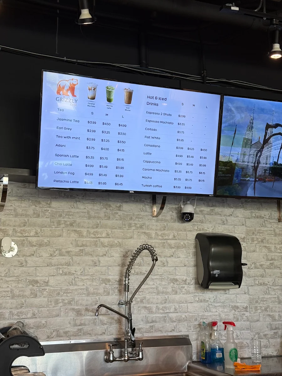 Menu, Grizzly Cafe