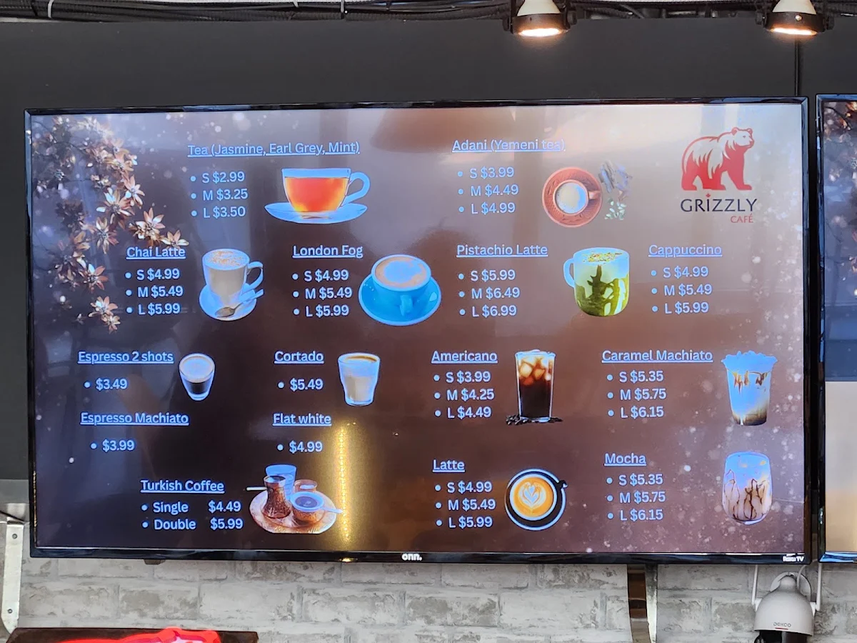 Menu, Grizzly Cafe