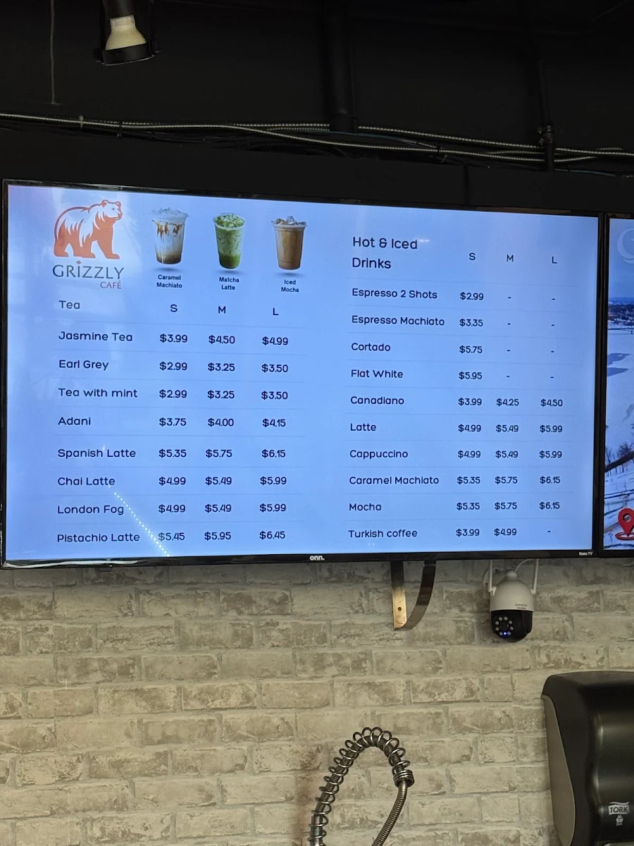 Menu, Grizzly Cafe