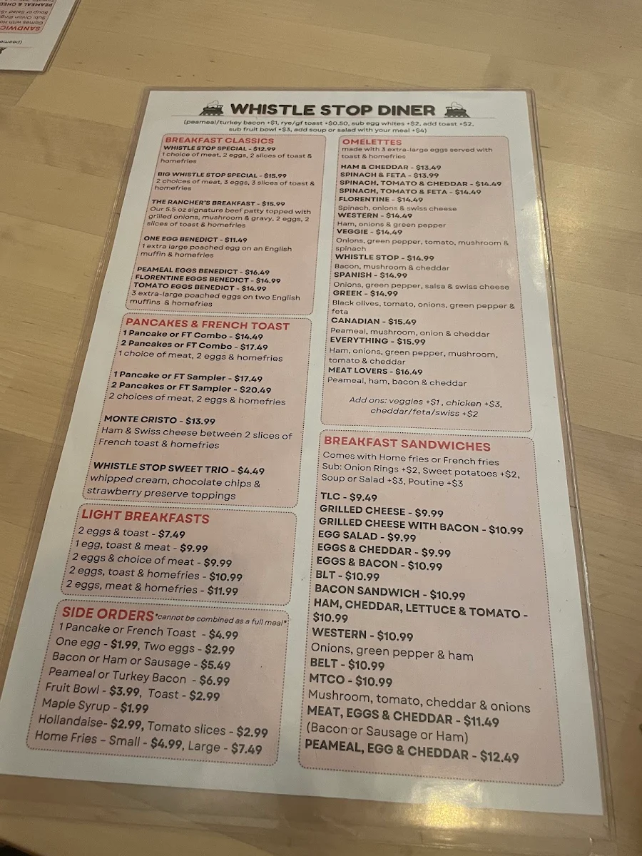 Menu, The Whistle Stop Acton