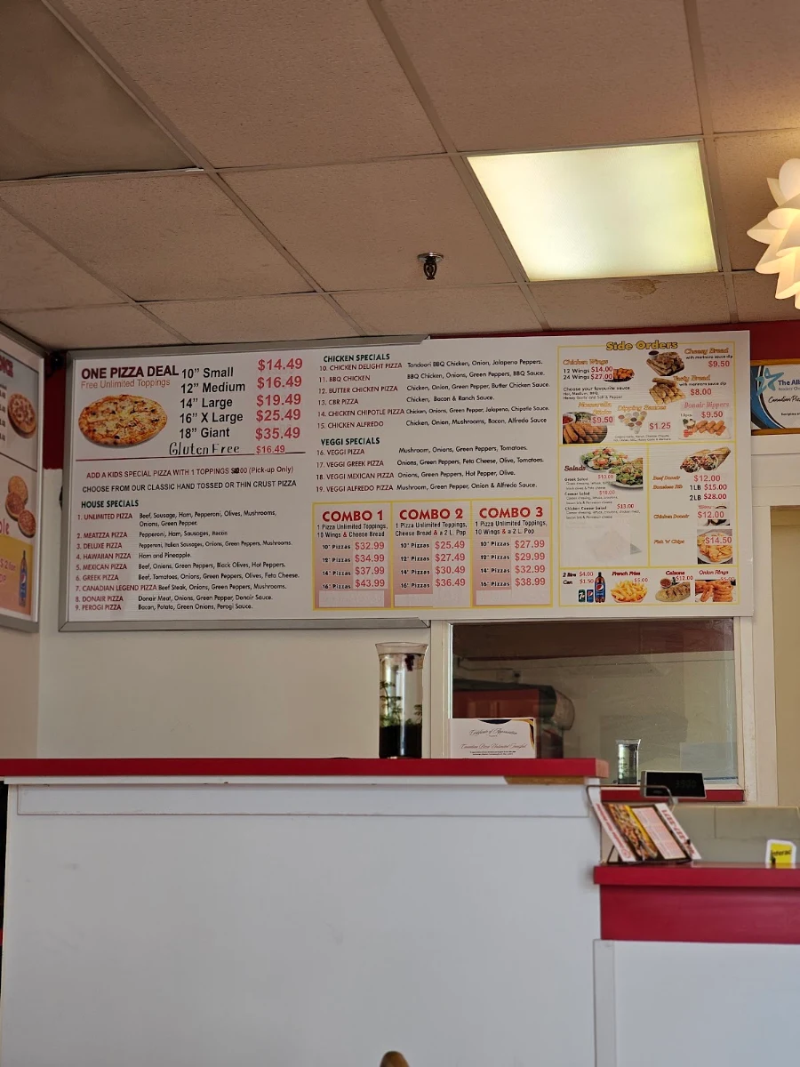 Menu, Canadian Pizza Unlimited innisfail