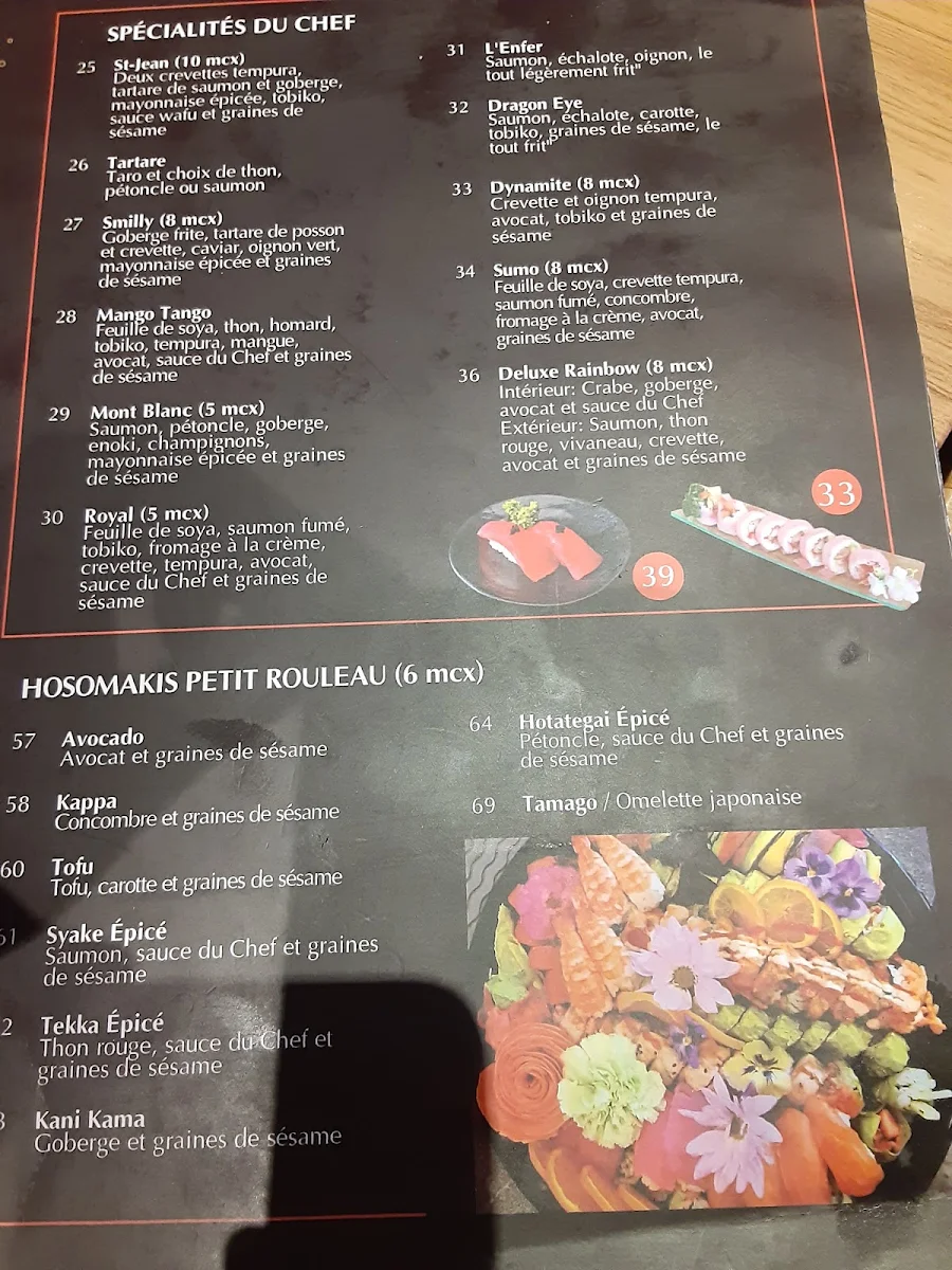 Menu, Restaurant Sushi St-Jean