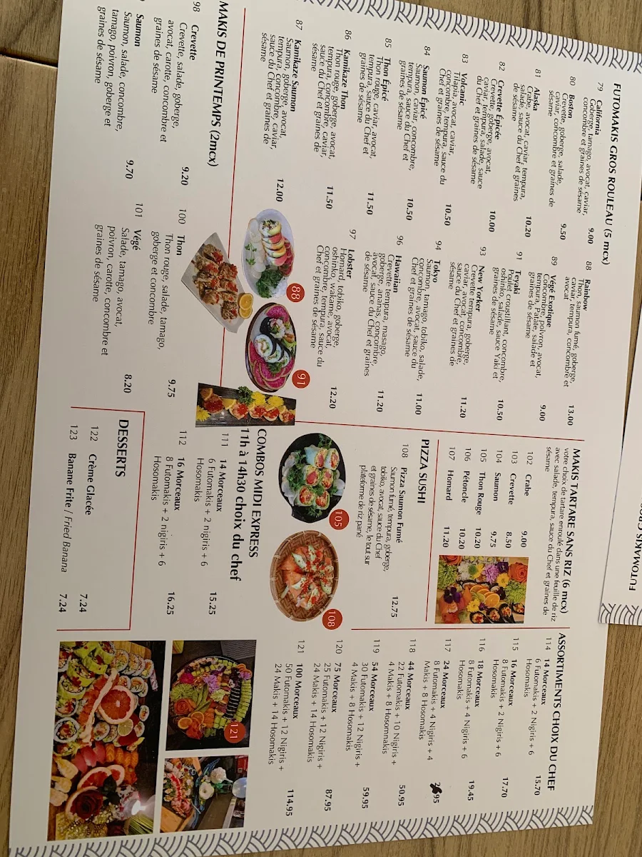 Menu, Restaurant Sushi St-Jean