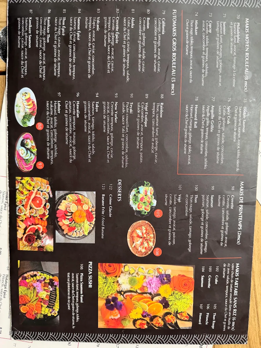 Menu, Restaurant Sushi St-Jean