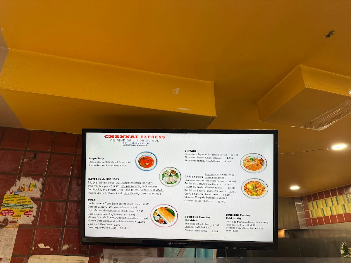 Menu, Chennai Express (South Indian Cuisine)