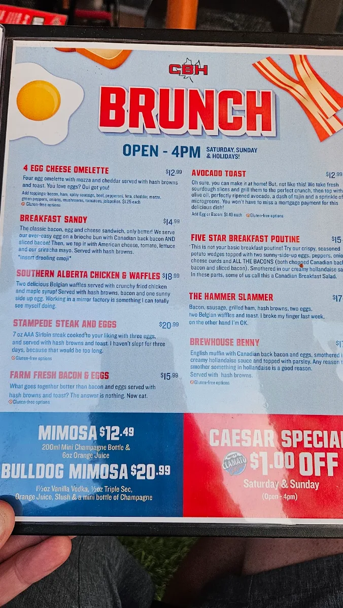 Menu, The Canadian Brewhouse (Winnipeg)