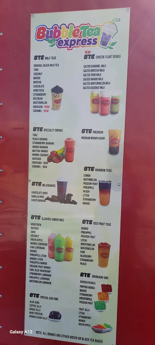 Menu, BubbleTea Express