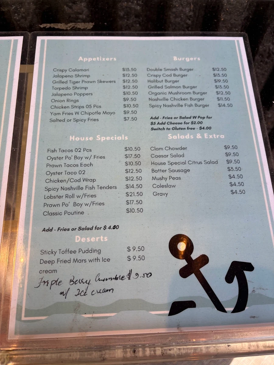 Menu, The London Fish (Windjammer Restaurant)