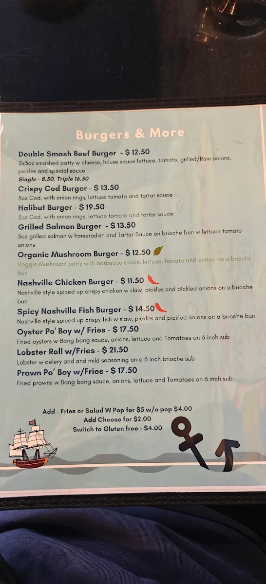 Menu, The London Fish (Windjammer Restaurant)