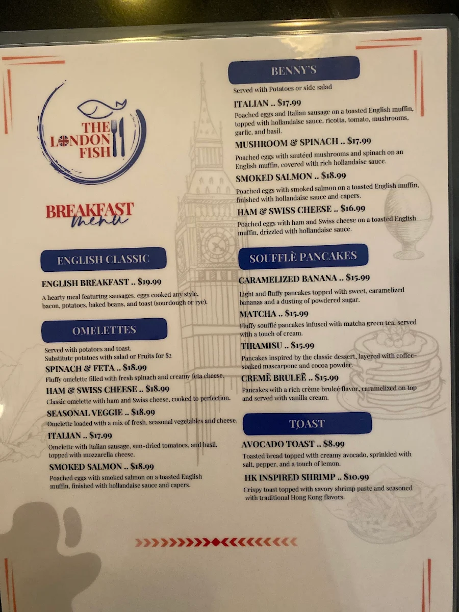 Menu, The London Fish (Windjammer Restaurant)