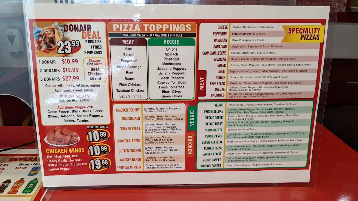 Menu, Canadian Pizza Unlimited - Canmore