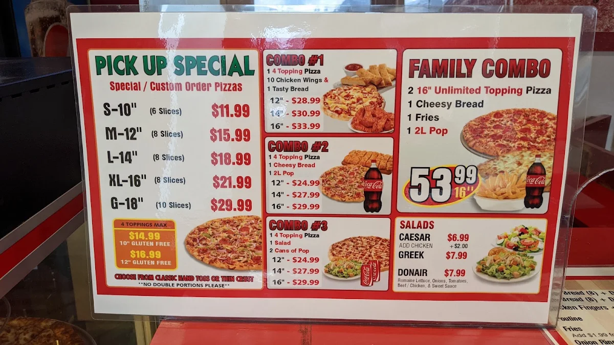 Menu, Canadian Pizza Unlimited - Canmore