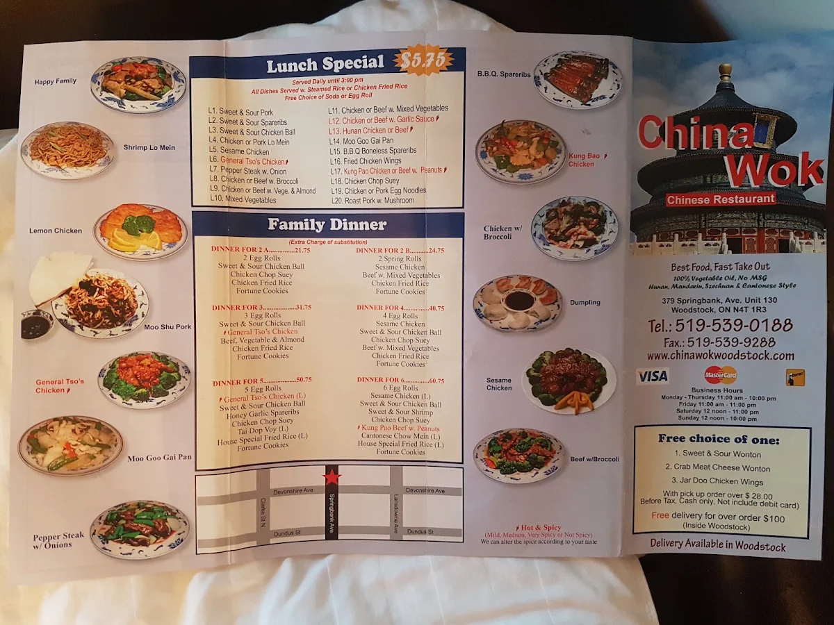 Menu, China Wok