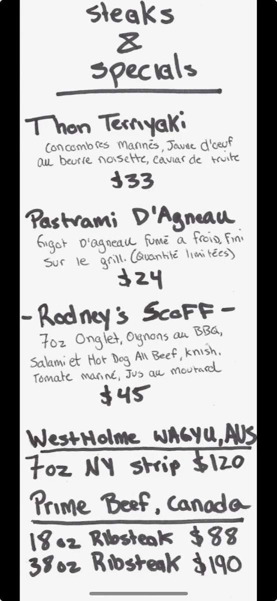 Menu, Restaurant Yans Deli, Steakhouse & Grill