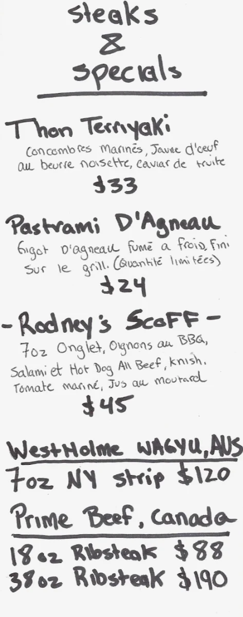 Menu, Restaurant Yans Deli, Steakhouse & Grill