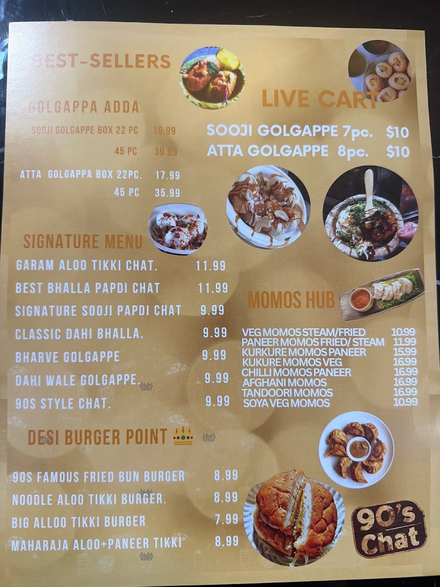 Menu, 90s Chat Food Outlet Wanless|| Golgappe